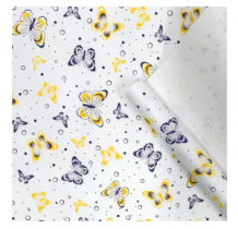 Крафт бумага Бабочки фиолетовый/желтый на белом фоне 720мм/60гр/10м± 5%