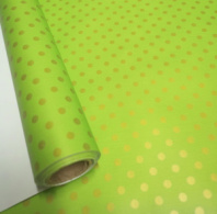 Полипленка матовая 80 мкр 60 см*8 м "Крафтовый горох" салатовый/золото