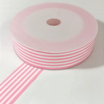 Лента полипропиленовая Полосы 3 см 50 ярд розовый