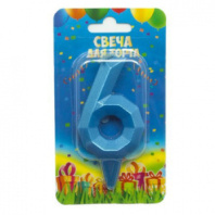Свеча цифра Геометрия Синяя бирюза №6 7см ДБ