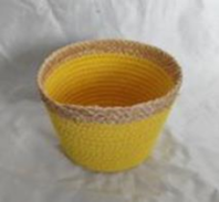 Корзина плетеная 21*14 B15, рогоз/текстиль, желтый