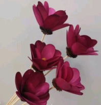 "Гибискус" ручной работы длина 50 см 5 шт винный