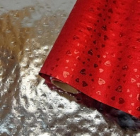 Пленка блестящая "Сердечки" 50см 5м, красный