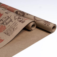 Крафт бумага "Стихи" цв.коричневый-красный на коричневом фоне 720мм/60гр/60мкр/8,5м± 5%