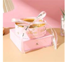 Коробка акриловая с ящиком, 14,5.*14.5*16см, розовый