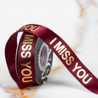 Лента декоративная "I miss you" 2,5см*25Y Бордовая 11 Лента декоративная "I miss you" 2,5см*25Y Бордовая 11