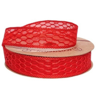 Лента декоративная "Соты" 25mm*10 ярд красный Лента декоративная "Соты" 25mm*10 ярд красный