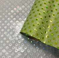Пленка блестящая "Горошек" 50см 5м, салатовый