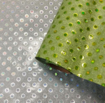 Пленка блестящая "Горошек" 50см 5м, салатовый