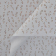 Крафт бумага "Тюльпаны" золотой цв. на белом мелованном фоне 720мм/60гр/10м± 5%