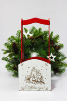 Декоративный ящик квадратный 140*125*h300 С Новым Годом красный