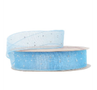 Лента органза "Жемчуг" 25mm*10 ярд небесно-голубой Лента органза "Жемчуг" 25mm*10 ярд небесно-голубой