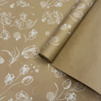 Крафт бумага Цветочный вальс белый 720мм/60гр/10м ± 5%