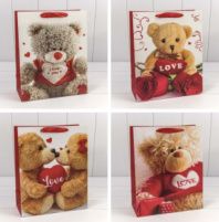 Пакет подарочный "Мишки с сердцами" (микс) 26*32*13