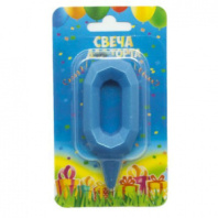 Свеча цифра Геометрия Синяя бирюза №0 7см ДБ