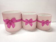 Коробки круглые без крышек Набор из 3х (16*16/18*18/20*20) с бантиком нежно-розовый