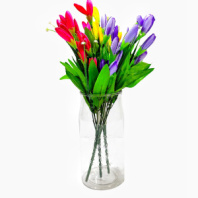 Акриловая ваза для цветов, с гравировкой, диаметр 9,5см, высота 20см, цв. Прозрачный