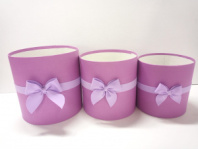 Коробки круглые без крышек Набор из 3х (16*16/18*18/20*20) с бантиком фуксия