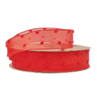 Лента органза "Букле" 25 mm*10 ярд красный Лента органза "Букле" 25 mm*10 ярд красный