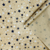 Крафт бумага Звезды белый/графитовый на коричневом 72см/40гр/10м± 5%