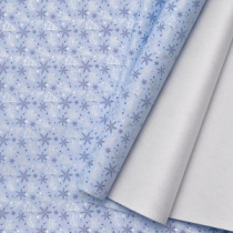 Упаковочная новогодняя бумага "Елочки" голубая/серебро 68см/60пл/10м