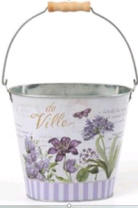 Декоративное овальное кашпо-ведерко "Цветение" 18X11.5XH15.5/26.5 см. B:12.5X8.3. металл