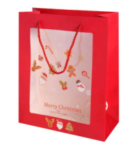 Пакет с окном "Merry Christmas" 32x26x12cm красный