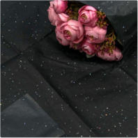 Бумага в листах "Тишью" 50*66 (10шт) с блестками черный Бумага в листах "Тишью" 50*66 (10шт) с блестками черный