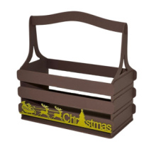 Декоративный ящик реечный прямоугольный 250*125 h255 "Новогодний декор" коричневый декор золото