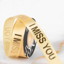 Лента декоративная "I miss you" 2,5см*25Y Жёлтая 243