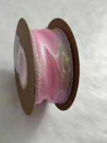 Лента органза, перламутровая,  4cmx10yards, цв.розовый
