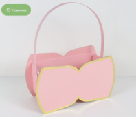 Коробка для цветов/подарков "Бантик" 24*10,3*13,5(28,5)H см, 1 шт., св.розовый