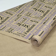 Крафт бумага "Love story"цв.черный/сиреневый на коричневом фоне 70см/60гр/60мкр/10м± 5%