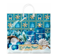 Пакет с пластиковой ручкой 38*35 90мкм Бирюза НГод 9928/5193320