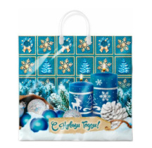 Пакет с пластиковой ручкой 38*35 90мкм Бирюза НГод 9928/5193320