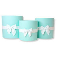 Коробки круглые без крышек Набор из 3х (16*16/18*18/20*20) с бантиком морская волна