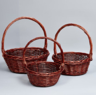 Корзины из ивы 38*38*15, 33*33*13, 29*29*12, 3шт, круг, коричневый