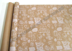 Крафт бумага "Мишки" белый цв. на коричневом фоне 70 см* 8,5 ярд ± 5%