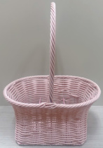 Корзина плетеная (искусств.ротанг): 26*19*14H 35HH, 1 шт., св.-розовый