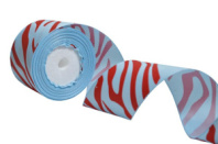 Лента репсовая 4см*10 ярд с рисунком "Зебра" голубая