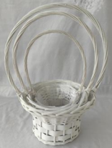 Набор корзин плетеных (ива): D30xH20xHH52 BD20, D24xH17xHH47 BD17, D19xH14xHH39 BD12, 3 шт., белый