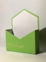 Конверт 180*240*70 с золот. тиснением "P.s. I love you" салатовый