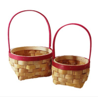 Набор корзин плетеных (секвойя), 16x9/23 см, 12x7,5/19 см, 2 шт., натур,/красн.