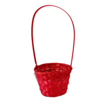 Корзина плетеная (бамбук), D13xH9.5/28 см. красный