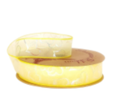 Лента органза "Перламутровые сердца" 25mm*10 ярд жёлтый