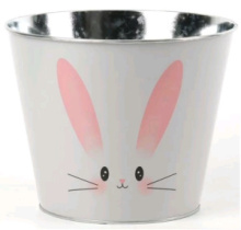 Декоративное кашпо "Ушастый зайка" D20.7XH16,5CM/B14.5, розовый, металл
