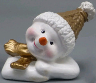 Фигурка декоративная из полирезины Снеговик-умиление 4,5х4,5х6,5 см 