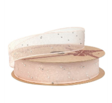 Лента органза "Жемчуг" 25mm*10 ярд пудровый 