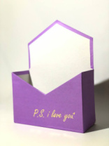 Конверт 180*240*70 с золот. тиснением "P.s. I love you" фуксия Конверт 180*240*70 с золот. тиснением "P.s. I love you" фуксия