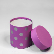 Коробка круглая 13*13 "Горох крупный "нежная малина